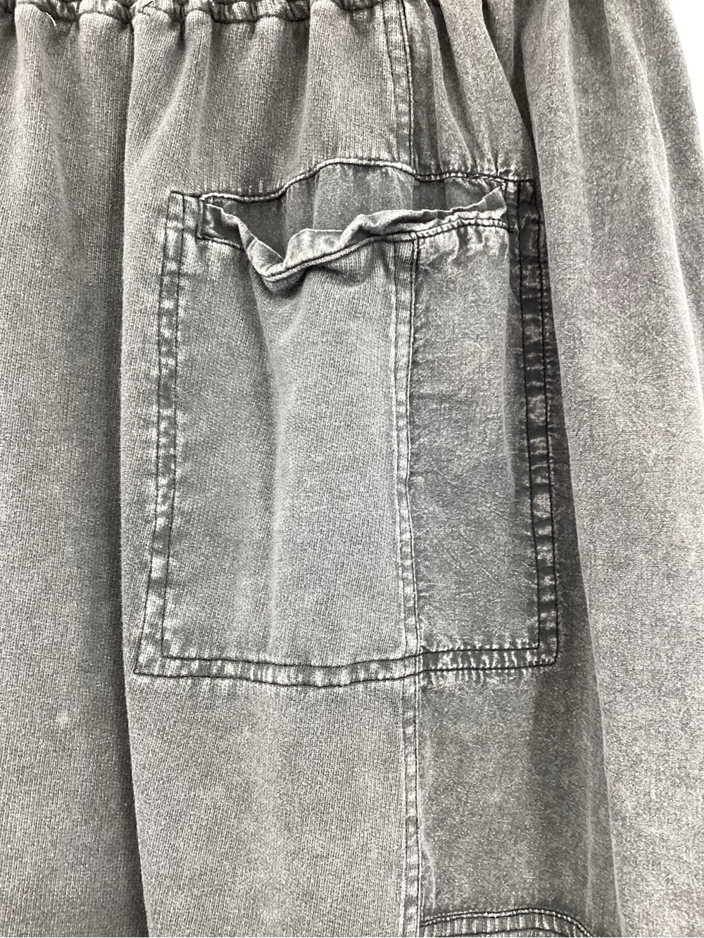 easel Washed Gray Wide Drawstring Jogger Knit Skirt - Picture 4 of 10